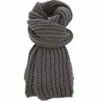 Gray Handmade Crocheted Unisex Woolen Muffler
